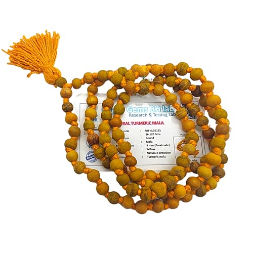 BRIJ HAAT Turmeric Beads Mala, 108+1 Beads, Prayer Necklace for Meditation