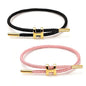 Steel Bracelet Link, Adjustable H-shape Wire Rope Bracelet, Lucky Jewelry with Titanium Buckle for Birthday, Valentine's, Graduation, Fashion Gift for Women, Men, Lovers, Friends - color: black&pink