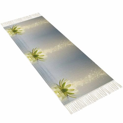 Zen Meditation Lotus Floral Washable Hallway Runner Rug, Carpet Runner for Party, Green Floral Modern Art 2x6 Feet Woven Area Rug with Tassels, Throw Carpet Rug for Hallways Bedroom - size: 2x6FT