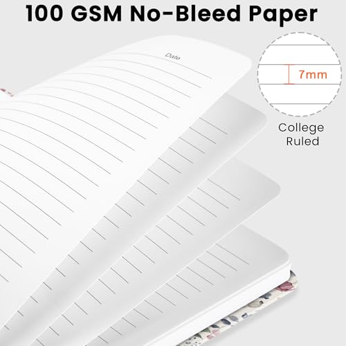 Lined Spiral Journal Notebook, A5 College Ruled Notebook for Journaling, Note-Taking, and Daily Planning, Durable Hardcover with an Elegant Design, Floral - color: N-Floral
