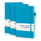 feela 3 Pack Notebooks Journals Bulk, Hardcover Notebook Classic Ruled Lined Journal Set with Pen Holder for Work Business Journaling Note Taking, with 3 Black Pens, 120 GSM, 5.1”x8.3”, A5, Teal - color: 3 Teal