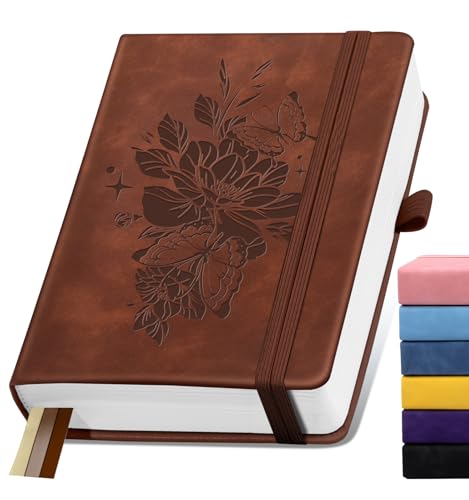 Lined Journal Notebook 365 Pages, A5 Leather Journals for Writing Women & Men, Hardcover Notebook with 100GSM Thick Paper, Daily Journal Notebook for Travel, Work, School, Note Taking, College Ruled - color: Brown, size: Ruled-A5