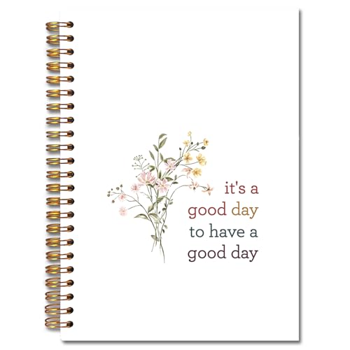 JINYO Its A Good Day to Have A Good Day Notebook, Positive Inspirational Notebooks for Note Taking, Motivational Quotes Journals for Writing, Floral Aesthetic Journal, Spiral Notebook 5.5x8.3 Inch - color: white Good Day Notebook