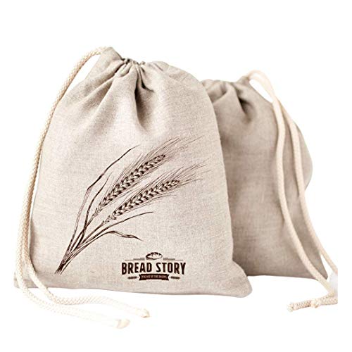 Linen Bread Bag – Reusable Linen Bags for Homemade Bread & Sourdough | Cloth Bags for Sourdough, Artisan Loaves, & Pastries | Unbleached Natural Fabric with Drawstring Closure, 2-Pack, 11 x 15"