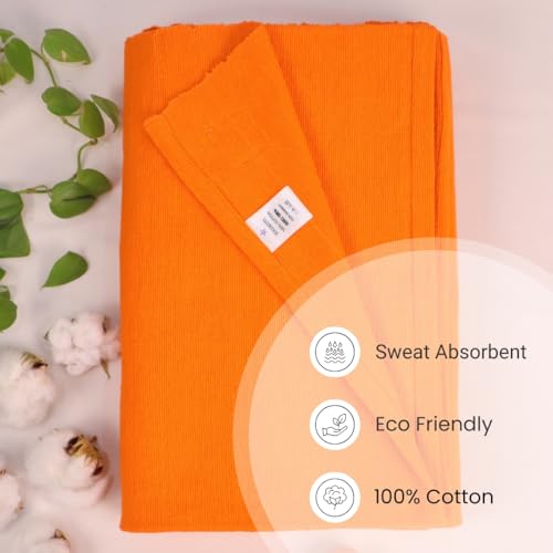 Yogikuti Iyengar Cotton Yoga Blanket Set of One – Thick Handwoven Yoga Blankets for Restorative Yoga, Meditation & Pranayama – Premium Cotton Yoga Blanket for Support & Comfort in Pranayama (Orange)