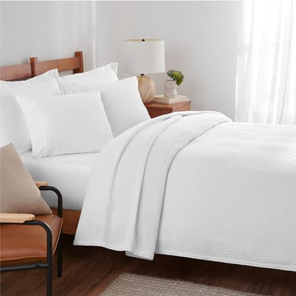 Arkwright Basket Weave Twin Blanket - 100% Ringspun Cotton All Season Blankets, Luxury Hotel Quality, Soft on Skin, Breathable, 300 GSM for Bed, Sofa, and Chair, 68 X 90 in, White - color: Bright White, size: Twin (68x90)