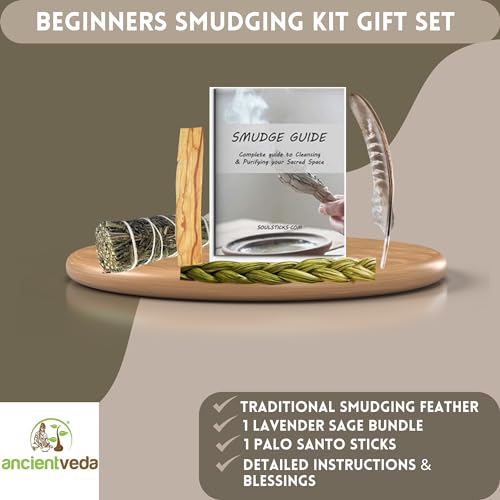Ancient VEDA Sage Smudge Kit | Lavender, Sweetgrass, & Palo Santo Sticks Smudging Kit for Meditation, Yoga, Reiki, Home Cleansing, & Aromatherapy (Starter Kit, Lavender Sage) - color: Lavender Sage, size: Starter Kit