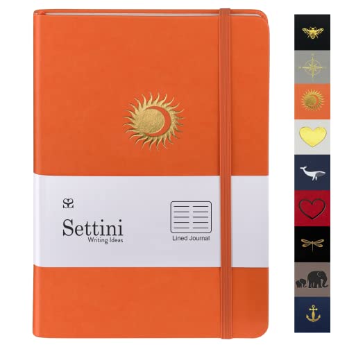 Lined Journal, Ideal for Journaling - A5 Vegan Leather Notebook, 192 Archival-Quality Pages, QuillEase Bleed-Free Paper, Inner Pocket & Bookmark - Orange Gifts, Orange Sun - color: Orange Sun