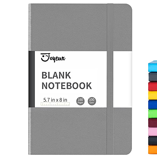 JOYEUX Blank Journal Notebook, A5, 160 Pages 100 Gsm Thick Sketch Books Hardcover Journal for Writing, 5.7 inches x 8 inches Notebooks for Work (Dark Grey) - color: Dark Grey
