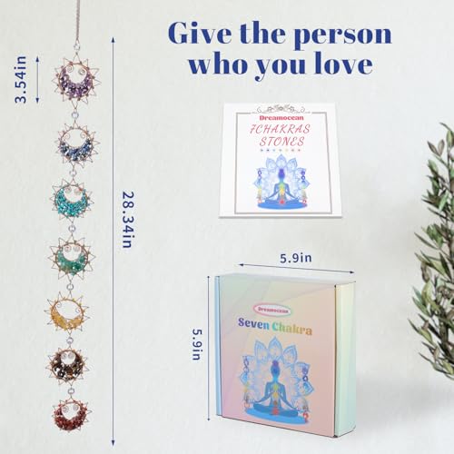 7 Chakra Healing Crystals Hanging Ornament，Handmade Sun Chakra Stones Natrual Gemstones Wall Hanging Ornaments for Home Decor Yoga Meditation (7 Chakra Sun)