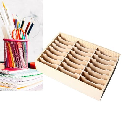 24 Grid Wooden Desktop Storage Box Mobile Phone Management Organizer Office Meeting Finishing Multi Rack Jewelry Storage Box Earrings Rings Necklace Display Case