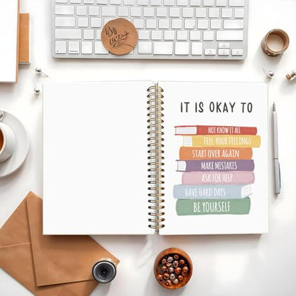 It is Okay to Mental Health Journal, Inspirational Notebooks, Therapy Journal for Mental Health, Mental Health Counselor Gifts, Hardcover Spiral Notebook Journal 5.5x8.3 Inch - color: It Is Okay To