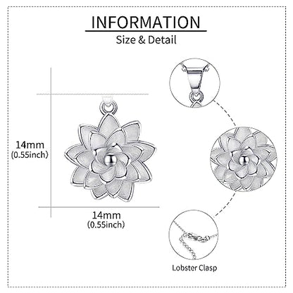 Hukkun Sterling Silver Lotus/Star Fidget Spinning Anxiety Relieving Necklace Jewelry Gift for Women - style: Spining Lotus