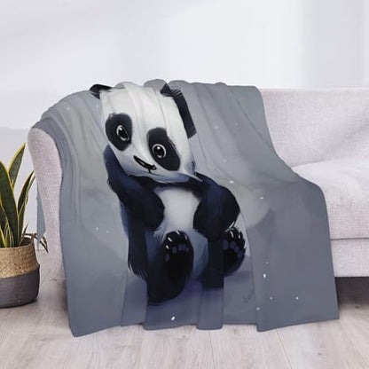 Flannel Throw Blanket 50x40 Inch, Panda Prints Anti-Pilling Warm Fuzzy Blankets for Bed Sofa Couch Travel - color: Panda, size: 50x40 Inch