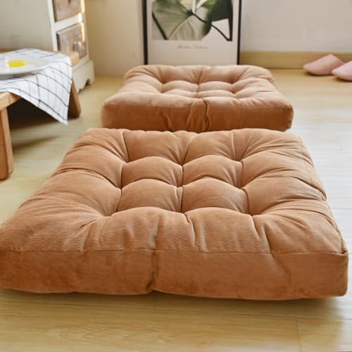 Floor Pillow Cushion,22 x 22 Inch Square Meditation Pillow for Seating on Floor,Solid Thick Tufted Seat Cushion Meditation Cushion for Yoga Living Room Sofa Balcony(55x55cm(22x22in), D) - color: D