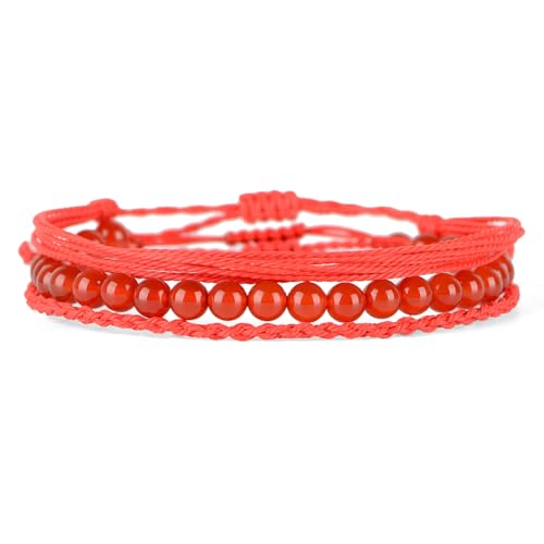 QOGIR Handmade Healing Bracelet,6mm Natural Gem Stone Bracelet rope bracelet - color: Carnelian( Vitality and Energy), size: 6mm