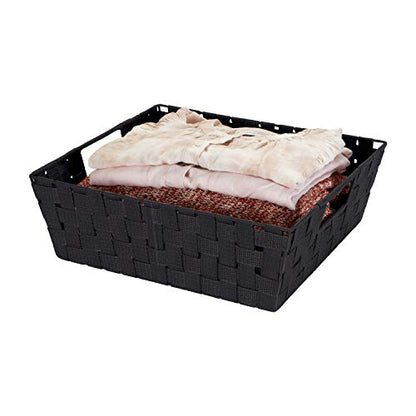 Simplify 15"x 13"x 5" Alloy Steel Rectangular Basket with 2 Built-in Carrying Handles, Black - color: Black, size: (Pack of 1)