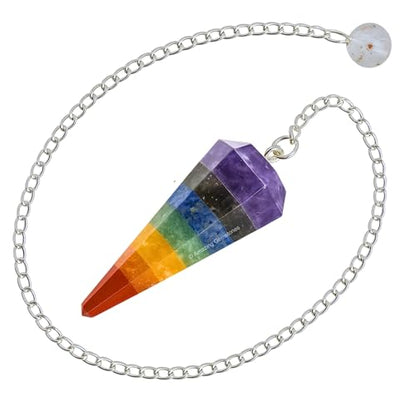 Amazing Gemstone Chakra Crystal Pendulum for Divination - Certified Dowsing Crystals and Healing Stones for Chakra Balancing and Meditation - Enhance Reiki Spiritual Growth with Healing Crystals - color: 7 Chakra (Bonded)