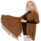 CJ Apparel Solid Color Tassels Design Nepalese Shawl Scarf Wrap Stole Throw Head Wrap Pashmina Gift Hand Made in Nepal New - color: Brown Mix