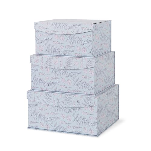 Soul & Lane Decorative Storage Boxes with Magnetic Closure, Set of 3 Memory Keepsake Boxes with Lids, Cardboard Storage for Gifts, Organizing, and Home Décor, Cottage Sprig - color: Cottage Sprig