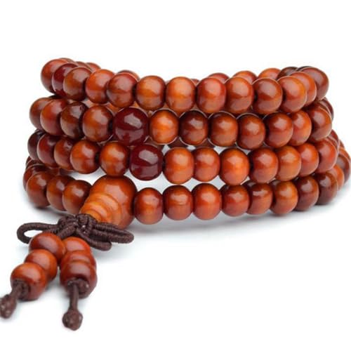 1PCS 6MM Bead Bracelets for Men and Women Unisex Mala Bracelet Beaded Tibetan Prayer Buddha Bead for Meditation - color: Orange