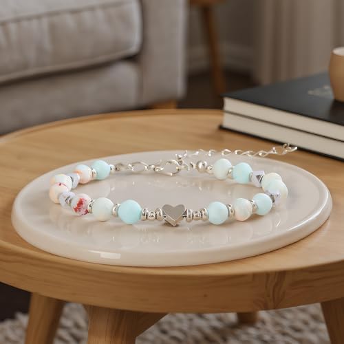 Birthday Bracelet: 6mm Natural Stone Healing Bracelet Inspirational Self-Care Gifts for Women, Mom, Daughter, Wife, Coworkers, Friend, Bestie, Granddaughter - color: Colorful