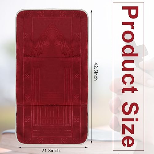 Timgle Foldable Prayer Mat Prayer Rug with Backrest Folding Meditation Chair with Storage Bag Soft Meditation Rug Praying Mat Praying Carpet for Rest Men Women Prayer Ramadan Eid, Muslim Gift (Red)