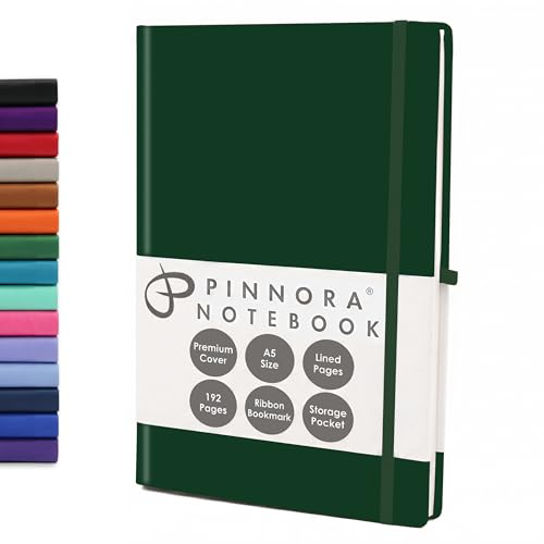 Racing Green 5.95"x8.45" Notebook – Everyday Journal Note Book & Monthly Planner, 192 Pages, Notebooks for Education, Office & Travel, Durable Cover, Smooth Paper, Ideal Lined Note Pad - color: Racing Green