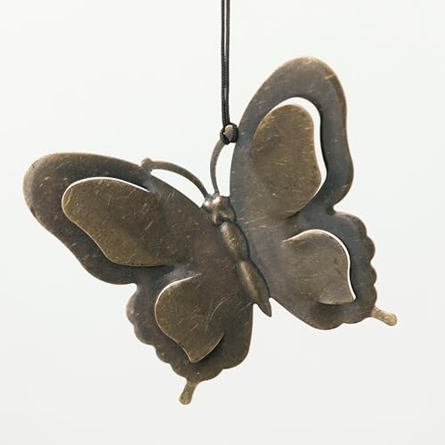 Woodstock Wind Chimes My Butterfly Chime, Bronze Aluminum Tubes, Small 21-Inch, Light Airy Sound Wind Chime for Outdoor Decor for Garden