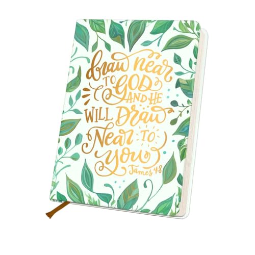 Bible Verse Lined Journal Notebook for Women Men, 200 Pages A5 Hardcover Leather Journals for Writing & Note Taking, Greenery Leaves College Ruled Notebook Diary Notepad, Christian Gifts - color: Multi 1299