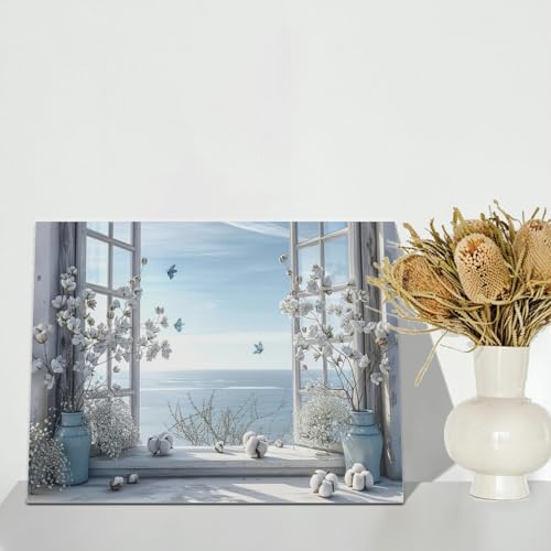 Birnsen Coastal Flower Bathroom Canvas Wall Art (Canvas, 36L x 24W) - size: 36"L x 24"W