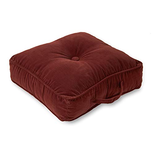Greendale Home Fashions Omaha Corduroy 21" Square Floor Pillow with Carry Handle, Sangria - color: Sangria