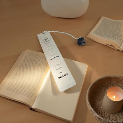 Inspirational Bookmark with Crystal Obsidian Pendant Recovery Gifts for Cancer Patients,Gift for Yourself, Sisters, Family, Best Friends. (Healthy) - color: Healthy