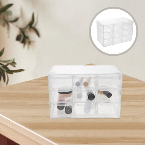 Holibanna 9-compartment Plastic Drawer Box, Desktop Dustproof Storage Organizer for Jewelry and Sundries, Stackable Makeup and Desk Drawer Case