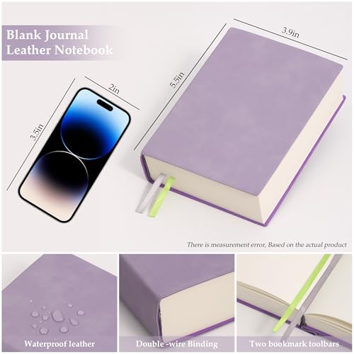 Blank Journal Notebook 720 Pages 3.9 × 5.5 No Lines Soft Leather Pocket Blank Notebook for Women Drawing Book Memo Writing Sketch Diary Notebook (Purple Blank Notebook) - color: Purple Blank Notebook