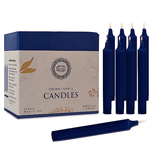 Raajsee Pack of 40 Royal Blue Candles | 4" Tall Unscented Mini Taper Candles - Perfect for Witchcraft, Rituals, Spells, Prayer, Meditation, Home Decor, Party Decor Chime Candles. - color: Royal Blue, size: 4 Inch - Pack of 40