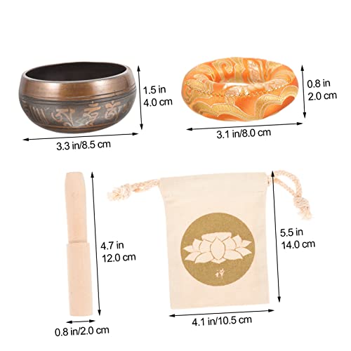 1Set Tibetan Singing Bowl Meditation Set Sound Bowl with Mallet Mat and Bag for Mindfulness Relief and Improved Sleep Quality for Meditation