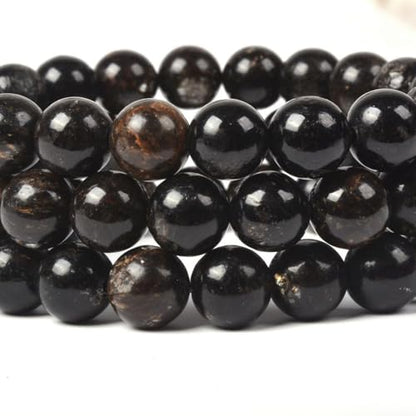 Justinstones Gem Semi Precious Gemstone 10mm Round Beads Stretch Bracelet 7 Inch Unisex - color: Biotite