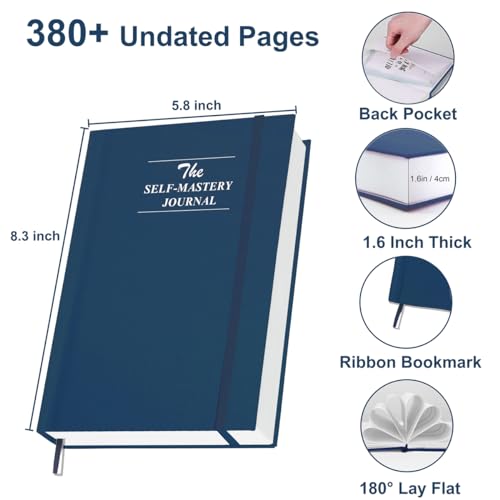 Self-Mastery Journal for Men - 182 Days Daily Reflection Notebook – Mental Health Journal, Anxiety & Guided Journal for Women & Men, Meditation & Mood Log, Blue