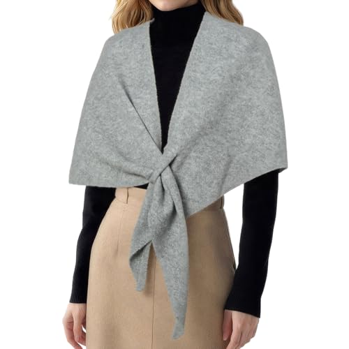 RIIQIICHY Shawl Wrap Women Pashmina Triangle Cape Knit Sweater Scarf for Fall Winter Fashion Accessory - color: Light Grey