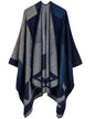 Women's Shawls and Wraps Open Front Poncho Cape Winter Sweater - color: M2-navy Diamond