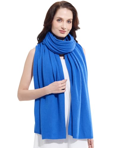 Soft Cashmere Blend Wrap Chic Scarf Stole for Women Wayfarer Travel Extra Large 87"x28" - color: Bright Blue