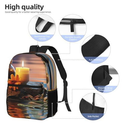 Candles Meditation Stones Travel Backpack for Women Work Business Backpack Purse 15.6 Inch Laptop Backpack for Men