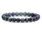 Keleny Gem Semi Precious Gemstones 8mm Natural Quartzite Stone Round Beads Crystal Stretch Bracelet 7 Inch Unisex - color: Green Zebra Jasper