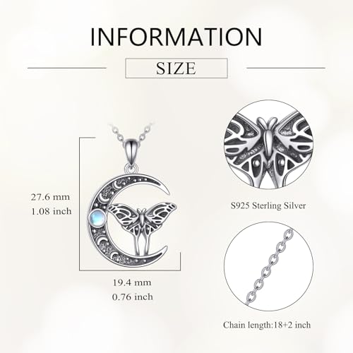 Witch Knot/Trinity/Triple Moon Necklace S925 Sterling Silver Protection Jewelry Gifts for Women - style: Luna Moth