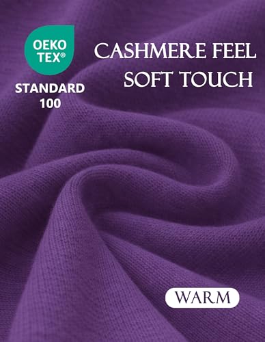 PULI Womens Large Cross Front Poncho Sweater Wrap Topper Knitted Elegant Shawls Cape for Fall Winter - color: 1-purple
