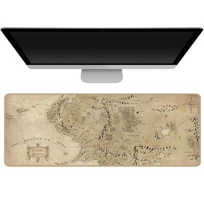 Middle Earth Mouse Pad 31.5x11.8 inch, XL Extended Large Gaming Mouse Mat Desk Pad, Stitched Edges Mousepad with Non-Slip Rubber Base for Office Home Desk - color: Middle Earth