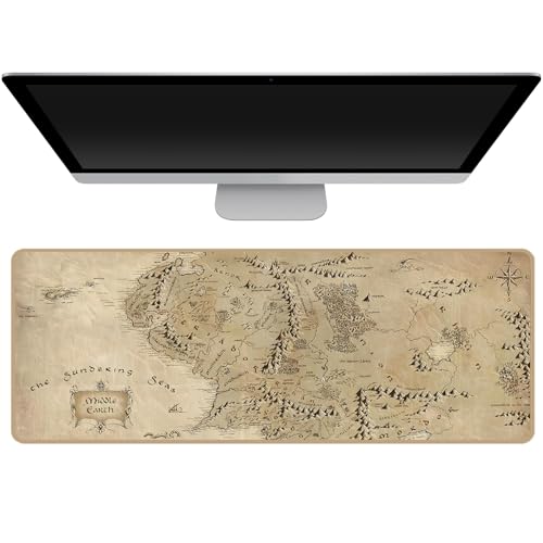 Middle Earth Mouse Pad 31.5x11.8 inch, XL Extended Large Gaming Mouse Mat Desk Pad, Stitched Edges Mousepad with Non-Slip Rubber Base for Office Home Desk - color: Middle Earth