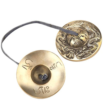 Meditation Bell, 6.5cm Tibetan Tingsha Cymbals Meditation Chime Bells Yoga Finger Chime Buddhist Percussion Instruments (double dragon pattern) - size: double dragon pattern