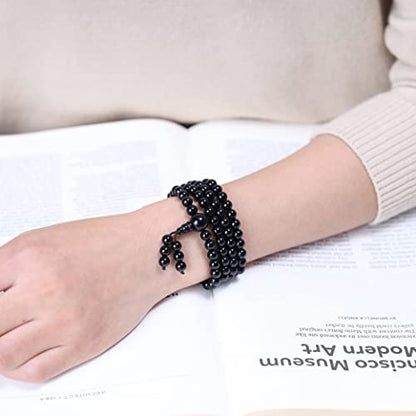 108 Beads Obsidian Stone Mala Bracelet Necklace - style: 6mm Onyx